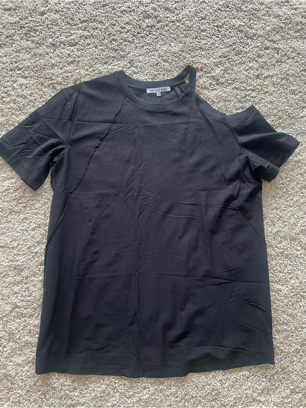 NWOT Helmut Lang Black Cutout Shoulder T-Shirt